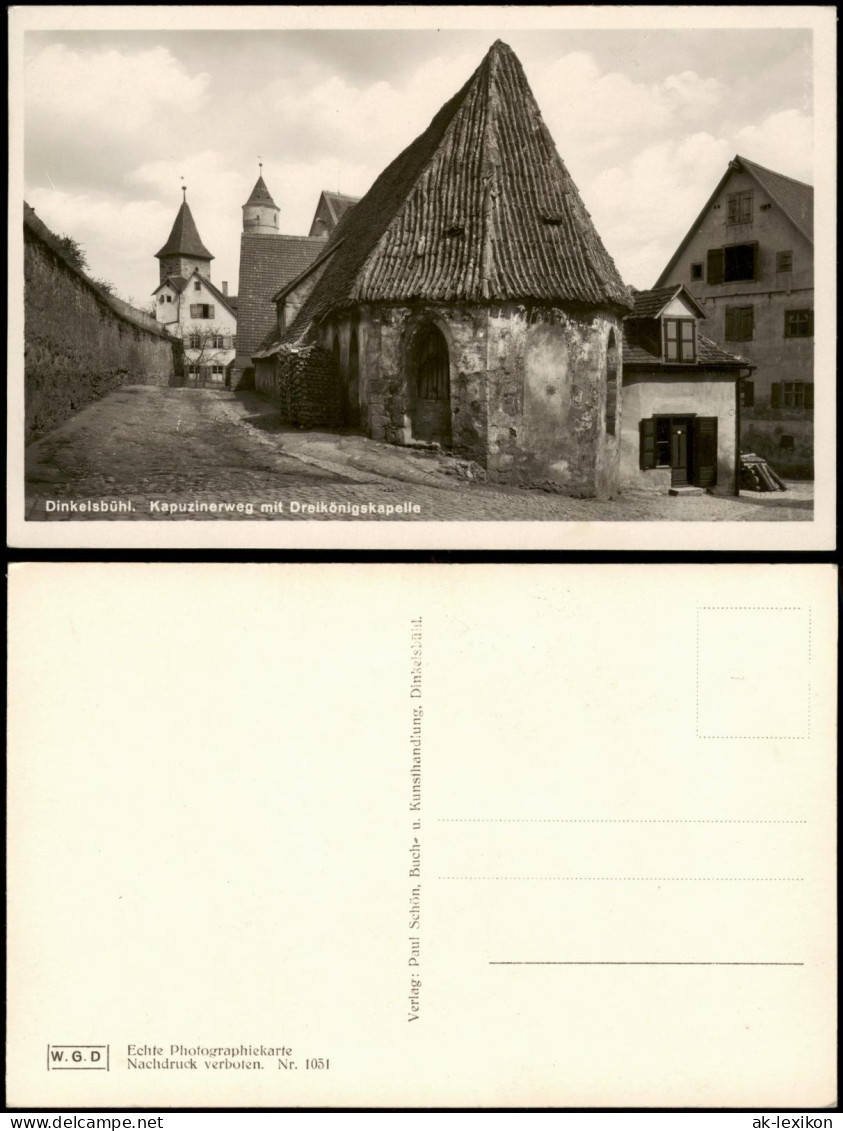 Ansichtskarte Dinkelsbühl Kapuzinerweg Mit Dreikönigskapelle 1930 - Dinkelsbuehl