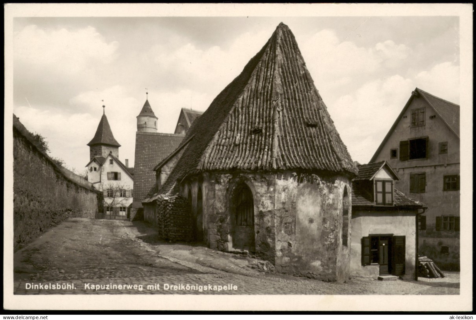 Ansichtskarte Dinkelsbühl Kapuzinerweg Mit Dreikönigskapelle 1930 - Dinkelsbuehl