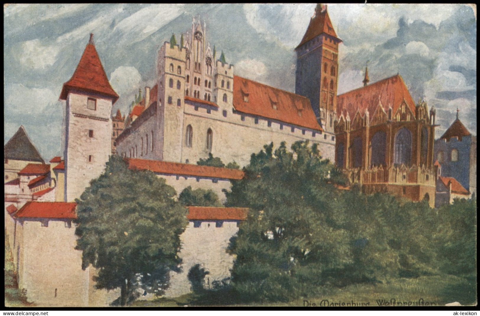 Marienburg Malbork Schloss/Ordensburg Marienburg - Künstlerkarte 1922 - Pommern