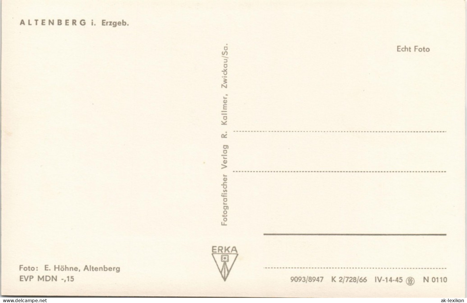 Ansichtskarte Altenberg (Erzgebirge) Panorama-Ansicht Zu DDR-Zeiten 1966 - Altenberg