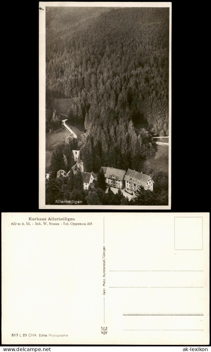 Ansichtskarte Oppenau Blick Auf Kurhaus Allerheiligen 1930 - Oppenau