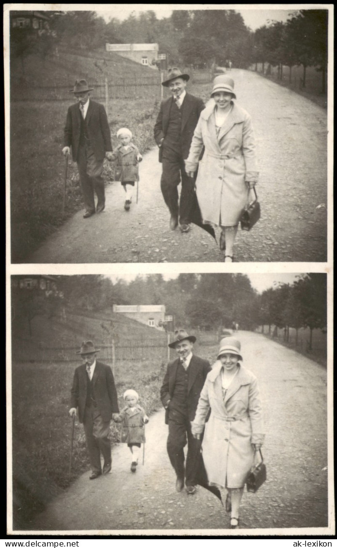 Foto  Familie Auf Wanderweg - 2 Bild 1932 Privatfoto - Groepen Kinderen En Familie