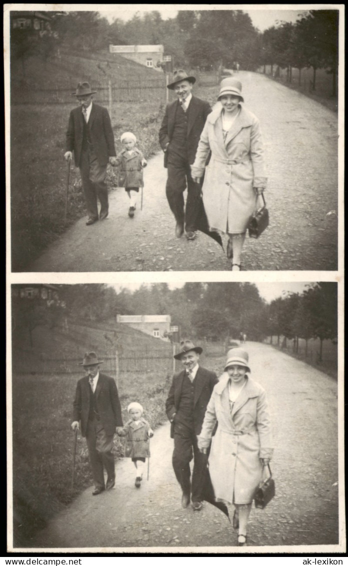 Foto  Familie Auf Wanderweg - 2 Bild 1932 Privatfoto - Gruppen Von Kindern Und Familien