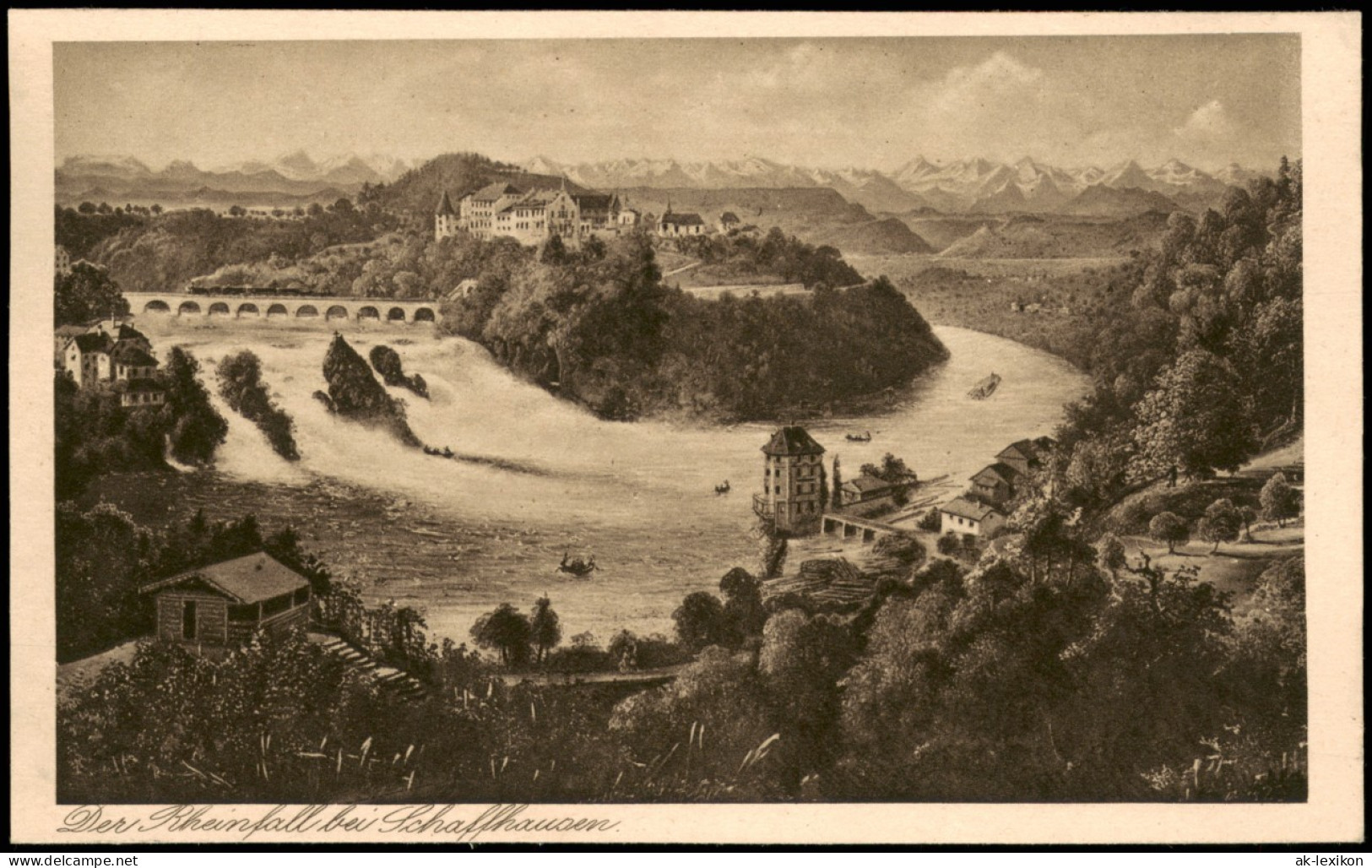 Neuhausen Am Rheinfall Rheinfall, Übersicht Mit Alpen Künstlerkarte 1928 - Autres & Non Classés
