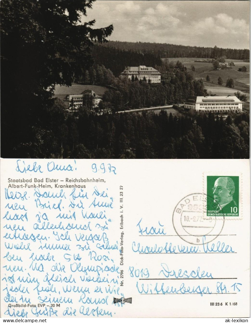 Bad Elster DDR MB Mit Reichsbahnheim, Albert-Funk-Heim, Krankenhaus 1972/1968 - Bad Elster