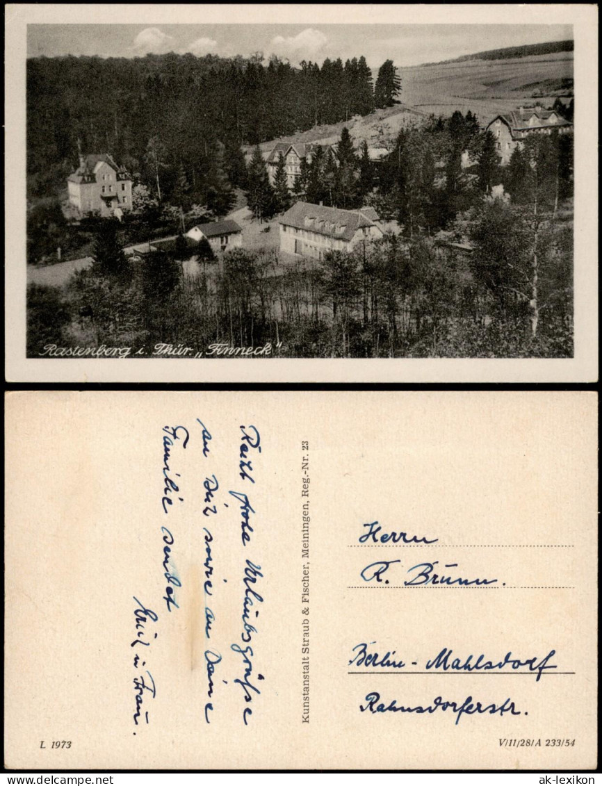 Ansichtskarte Rastenberg (Thüringen) Panorama-Ansicht "Finneck" 1954 - Rastenburg