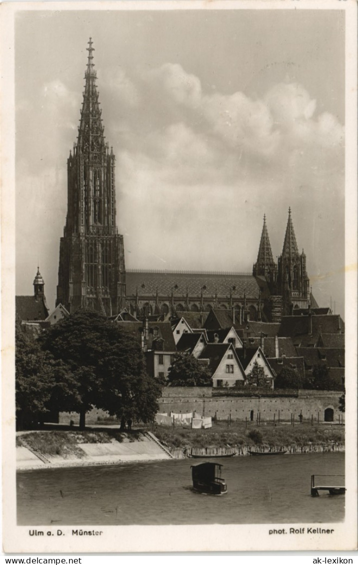 Ansichtskarte Ulm A. D. Donau Ulmer Münster, Flusspartie 1939 - Ulm