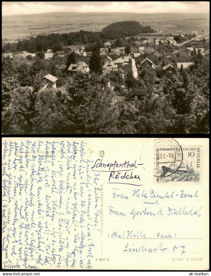 Ansichtskarte Schnepfenthal-Waltershausen Panorama-Ansicht Rödchen 1961 - Waltershausen