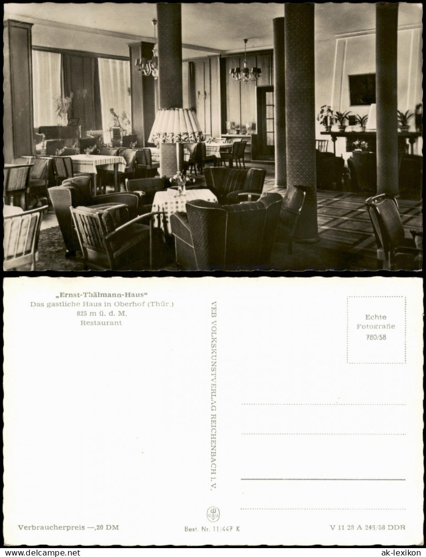 Oberhof (Thüringen) Ernst Thälmann Haus Innenansicht Restaurant 1958 - Oberhof