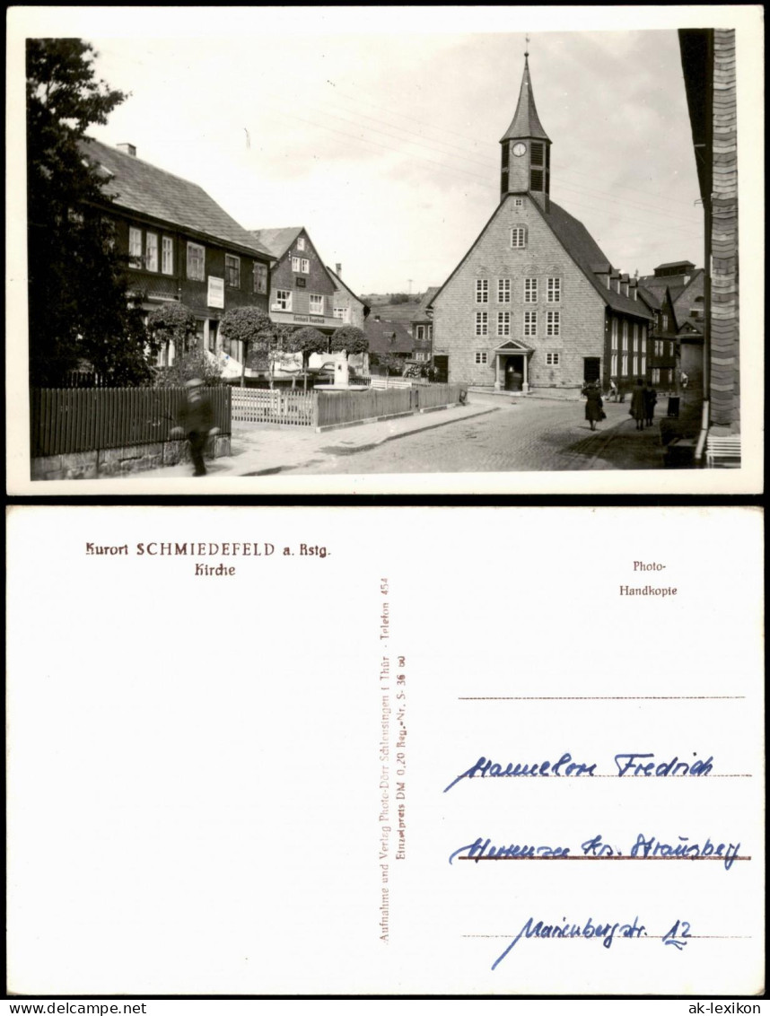 Ansichtskarte Schmiedefeld (Rennsteig) Straßenpartie An Der Kirche 1954 - Schmiedefeld