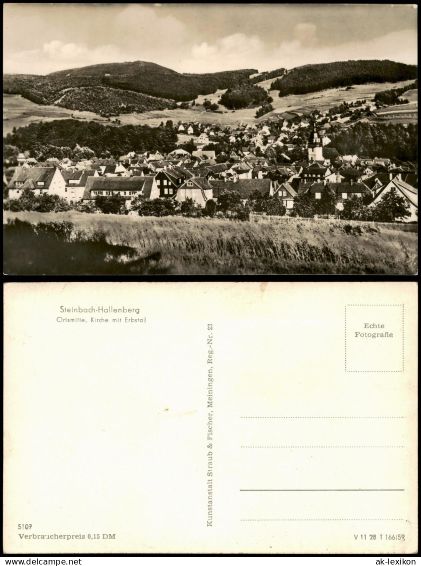 Steinbach-Hallenberg Panorama-Blick Mit Ortsmitte, Kirche Mit Erbstal 1959 - Steinbach-Hallenberg