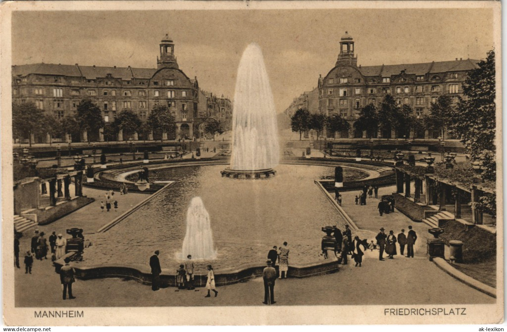 Ansichtskarte Mannheim Friedrichsplatz Wasserspiele Springbrunnen 1928 - Mannheim