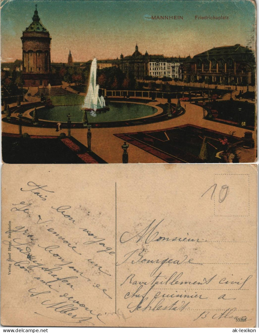 Ansichtskarte Mannheim Friedrichsplatz Blick Zum Wasserturm 1910 - Mannheim