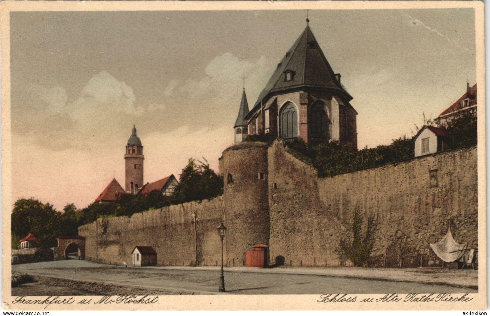 Höchst-Frankfurt Am Main Strassen Partie Schloss Und Kath. Kirche 1910 - Hoechst