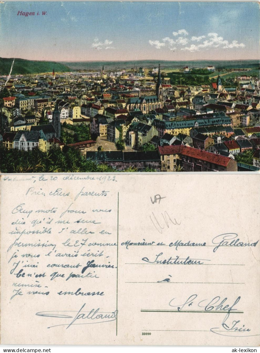 Ansichtskarte Hagen (Westfalen) Panorama-Ansicht Stadt Gesamtansicht 1923 - Hagen