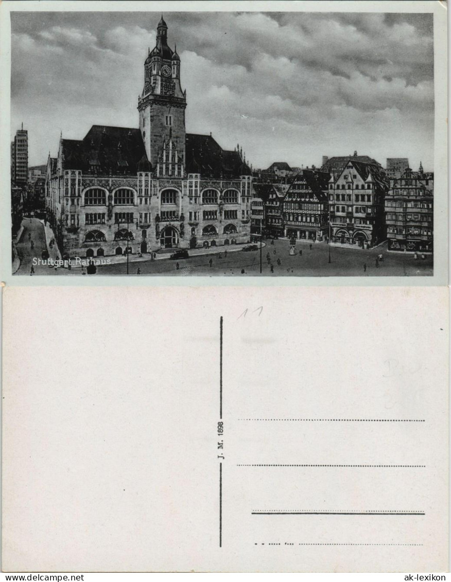 Ansichtskarte Stuttgart Rathaus Rathausplatz 1910 - Stuttgart