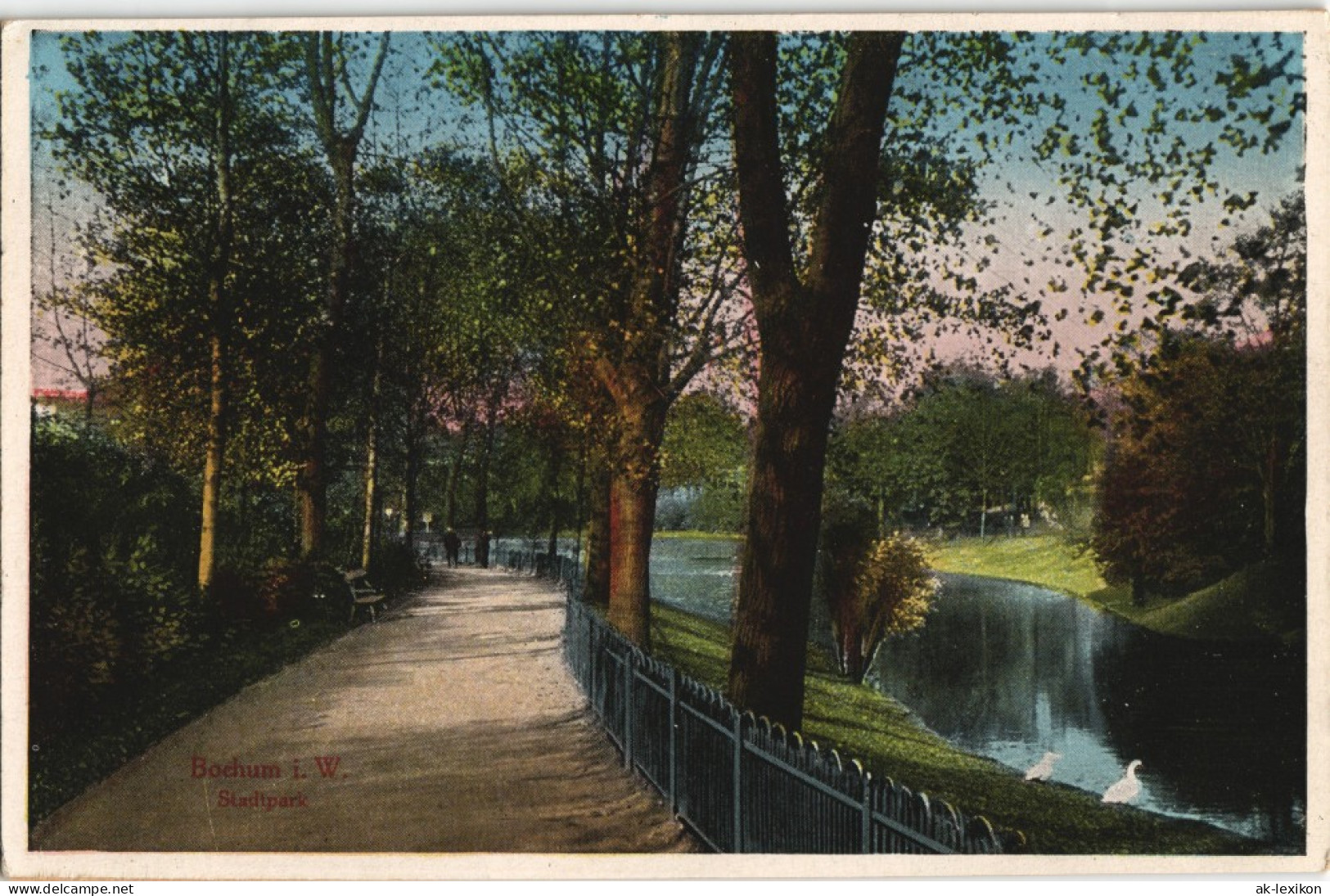 Ansichtskarte Bochum Stadtpark, Allee, Color Ansicht 1910 - Bochum