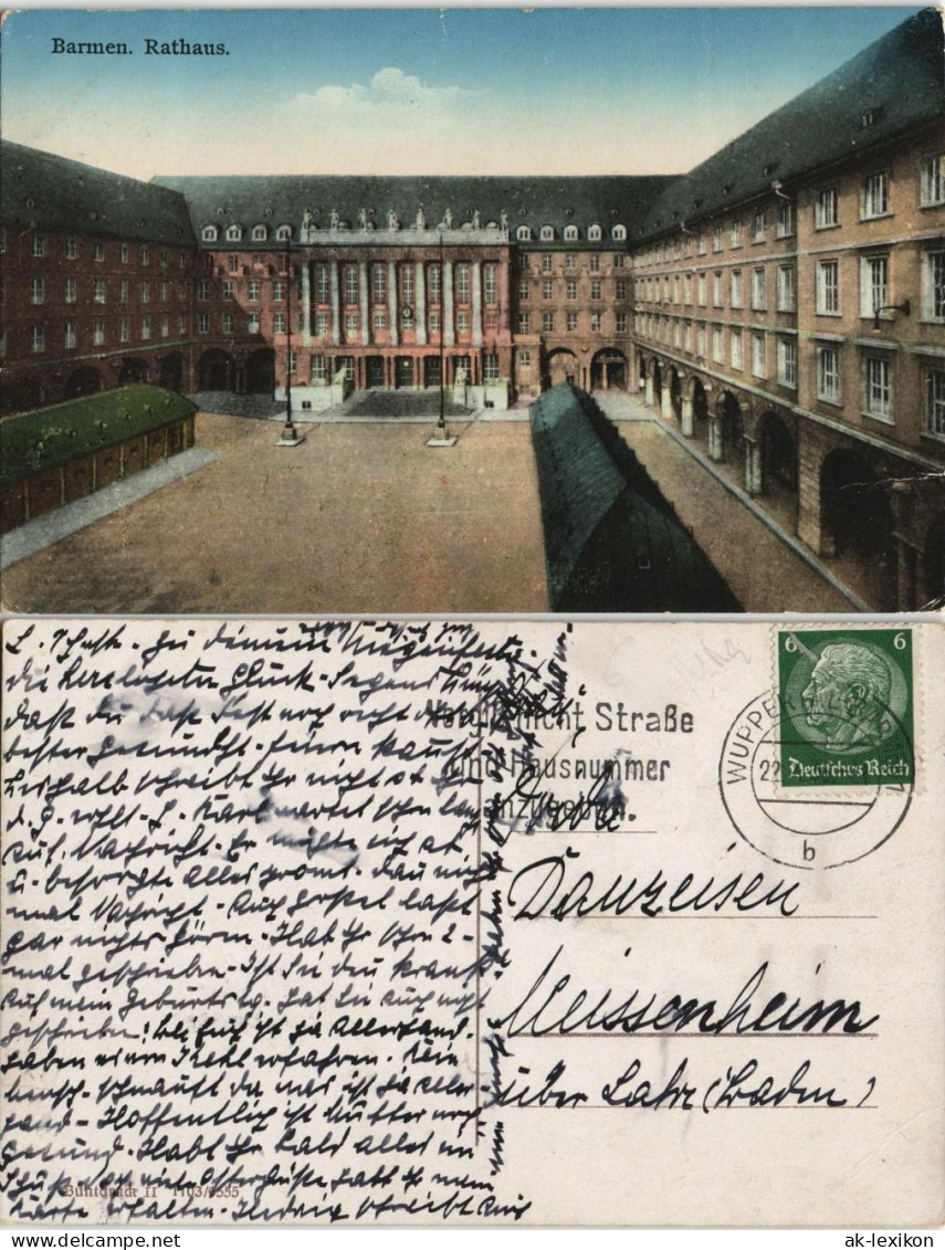 Ansichtskarte Barmen-Wuppertal Partie Am Rathaus, Innenhof 1935 - Wuppertal