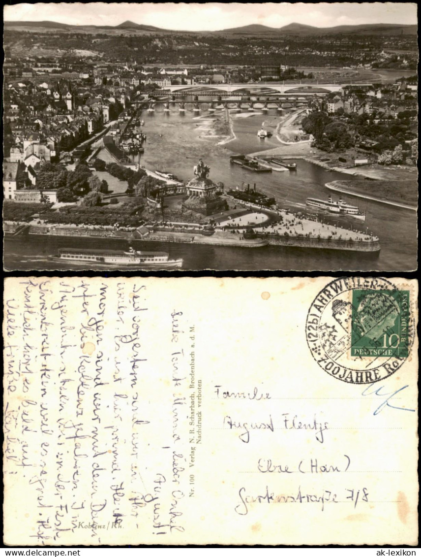 Ansichtskarte Koblenz Deutsches Eck - Luftbild 1956 - Koblenz