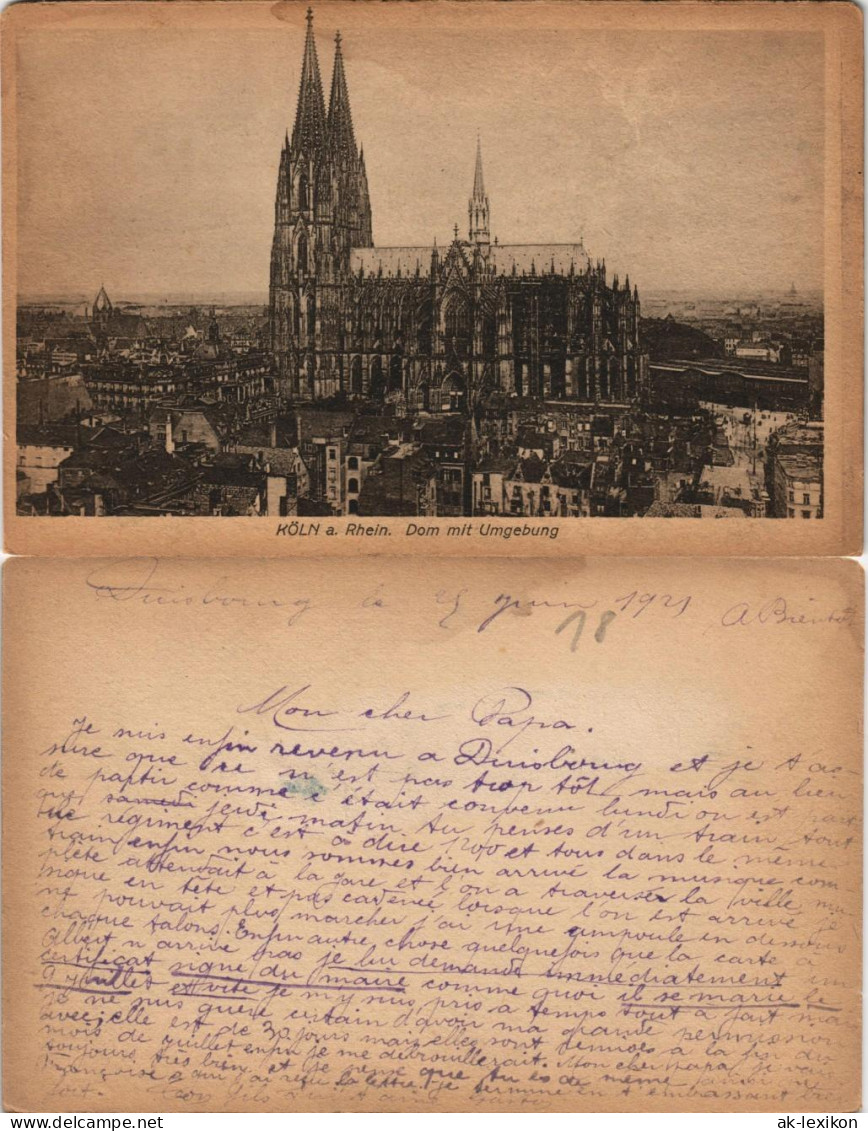 Ansichtskarte Köln Panorama Dom Mit Umgebung 1921 - Koeln