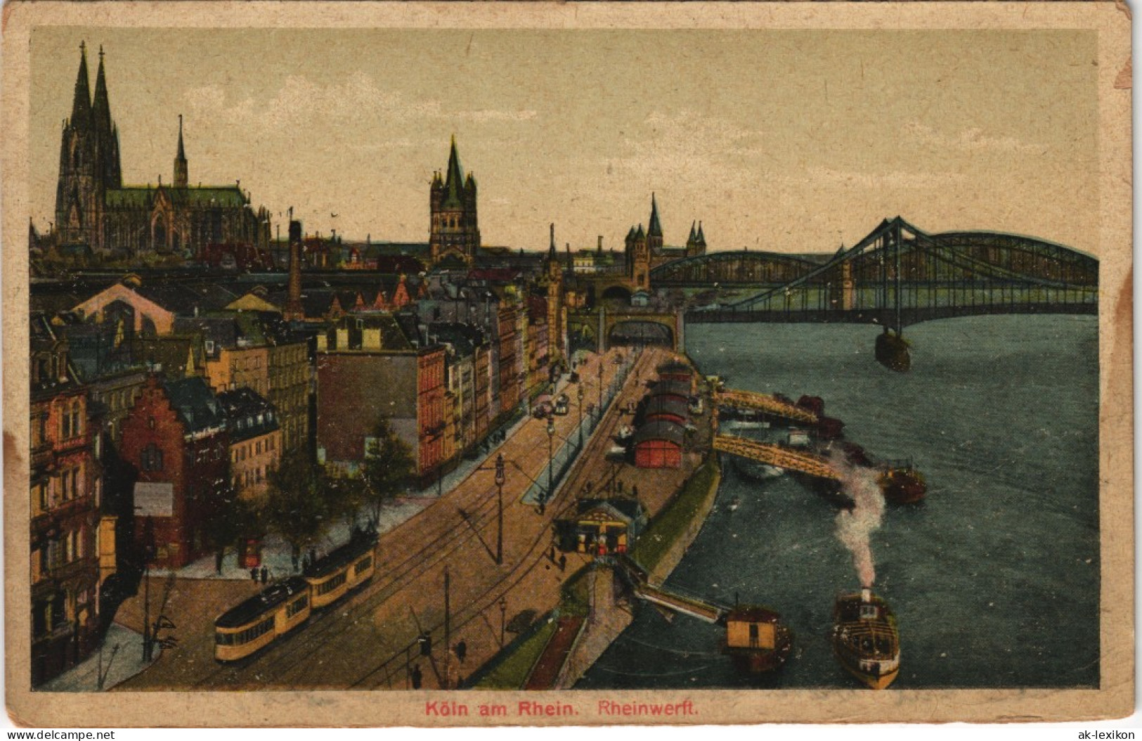 Ansichtskarte Köln Rhein Partie Mit Werft, Stadt Ansicht 1921 - Koeln