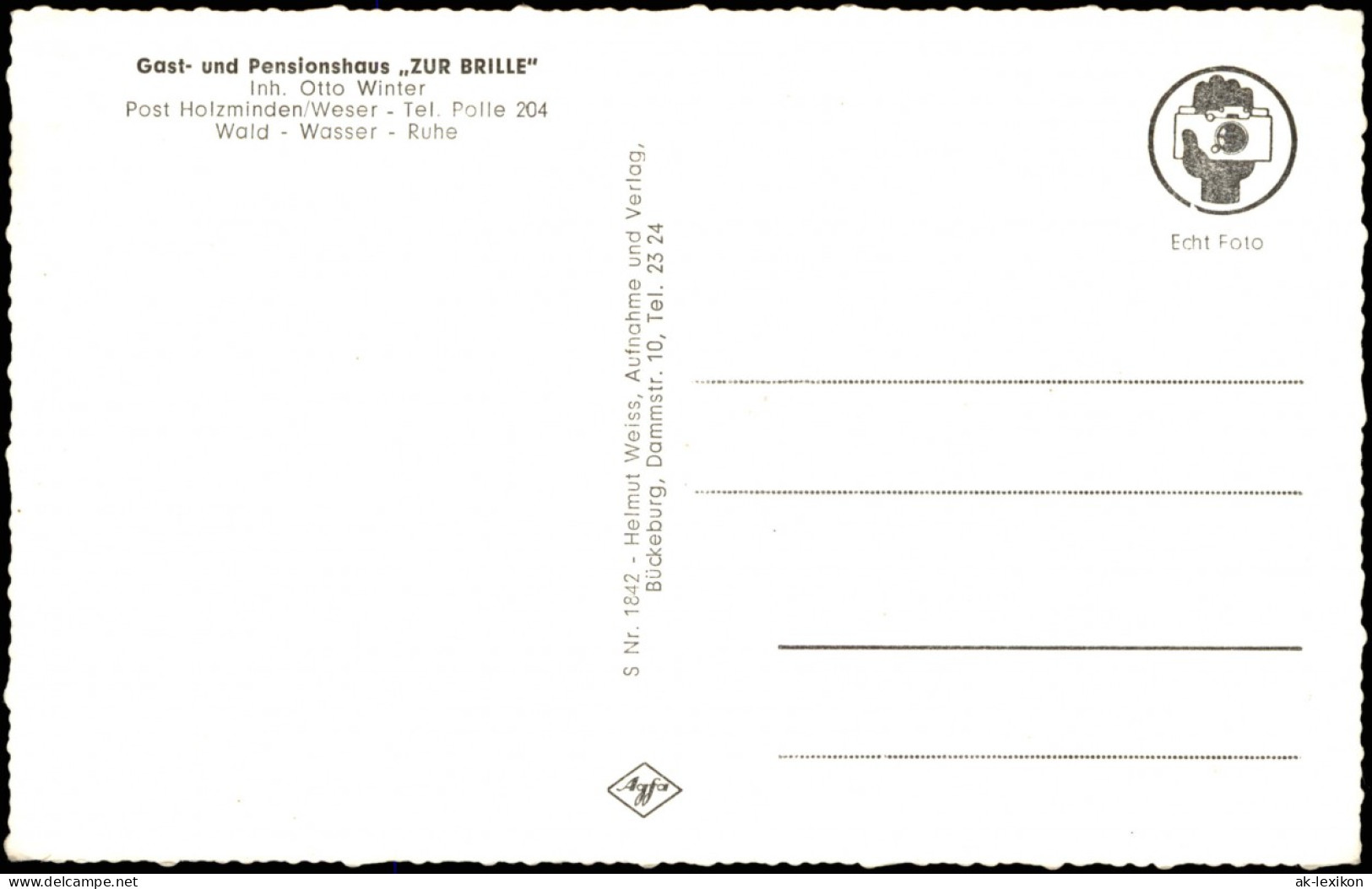 Holzminden Dampfer Lachs Gast- Und Pensionshaus „ZUR BRILLE" 1962 - Holzminden