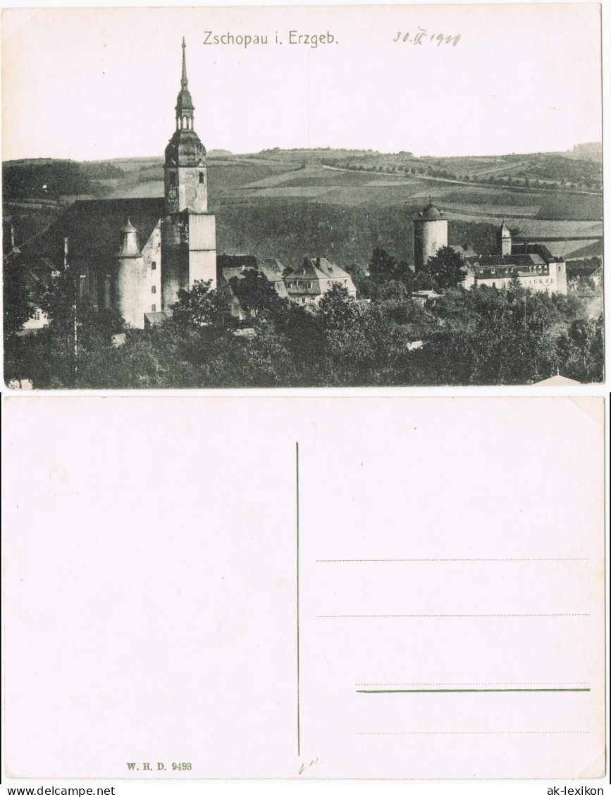 Ansichtskarte Zschopau Panorama-Ansicht, Ort Im Erzgebirge 1910 - Zschopau