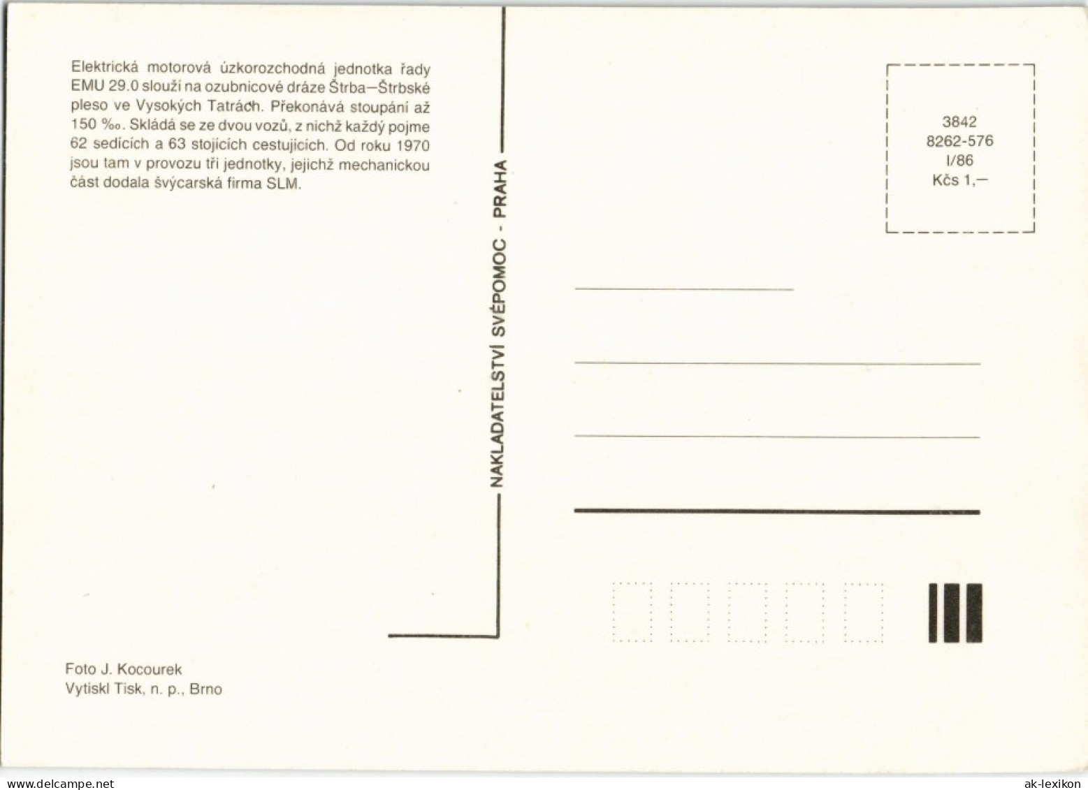 .Tschechien Elektrická Motorová úzkorozchodná Jednotka řady 1986 - República Checa