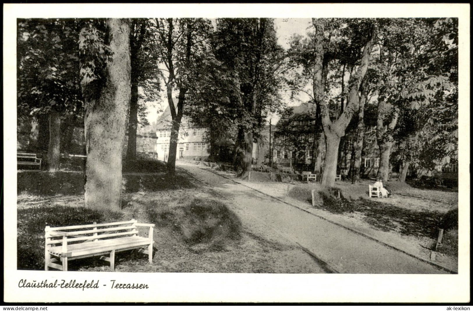 Ansichtskarte Clausthal-Zellerfeld Terrassen, Anlagen - Bank 1961 - Clausthal-Zellerfeld