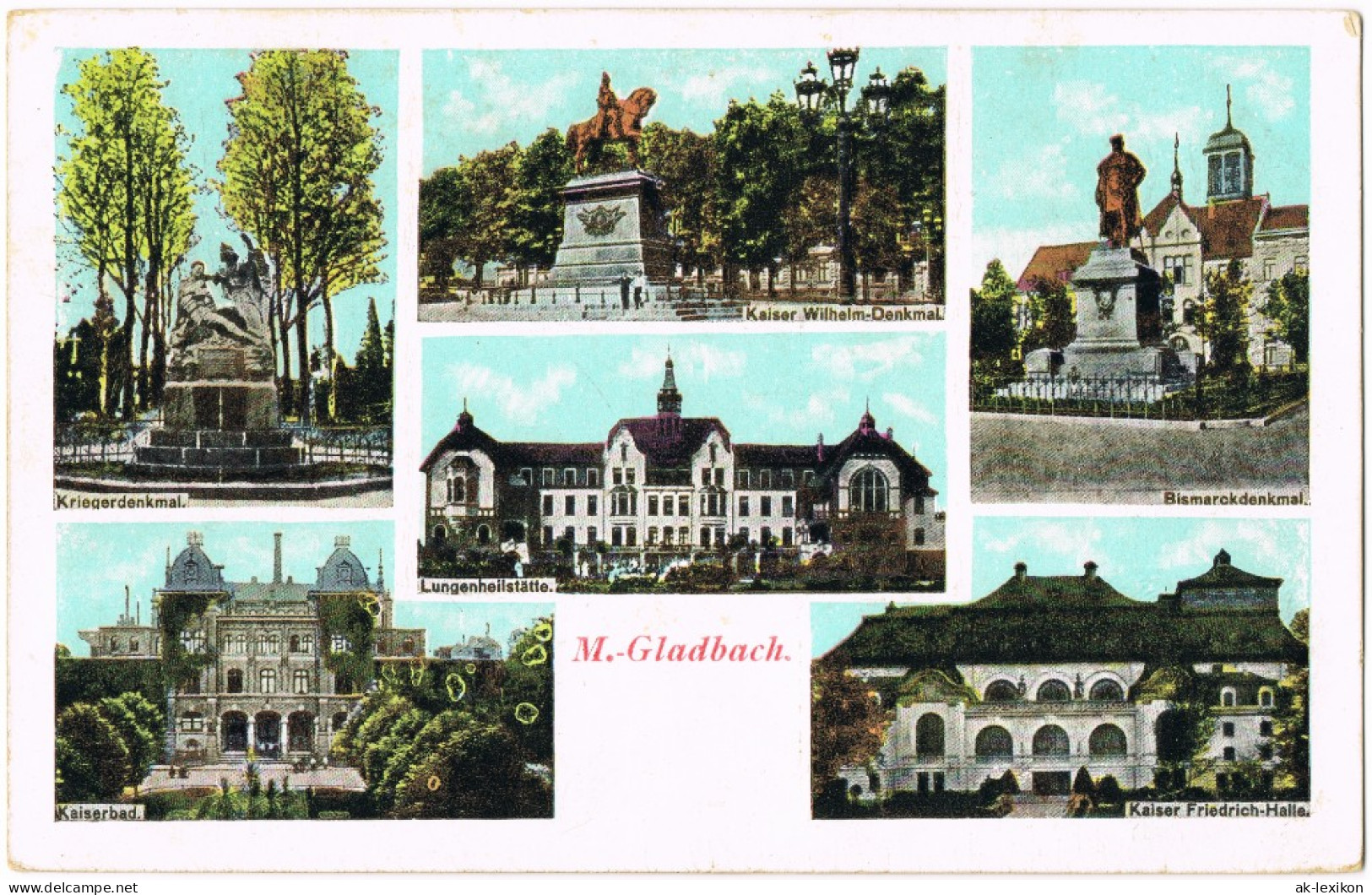 Mönchengladbach Mehrbild-AK Kriegerdenkmal  Lungen-Heilstätte Uvm. 1910 - Mönchengladbach