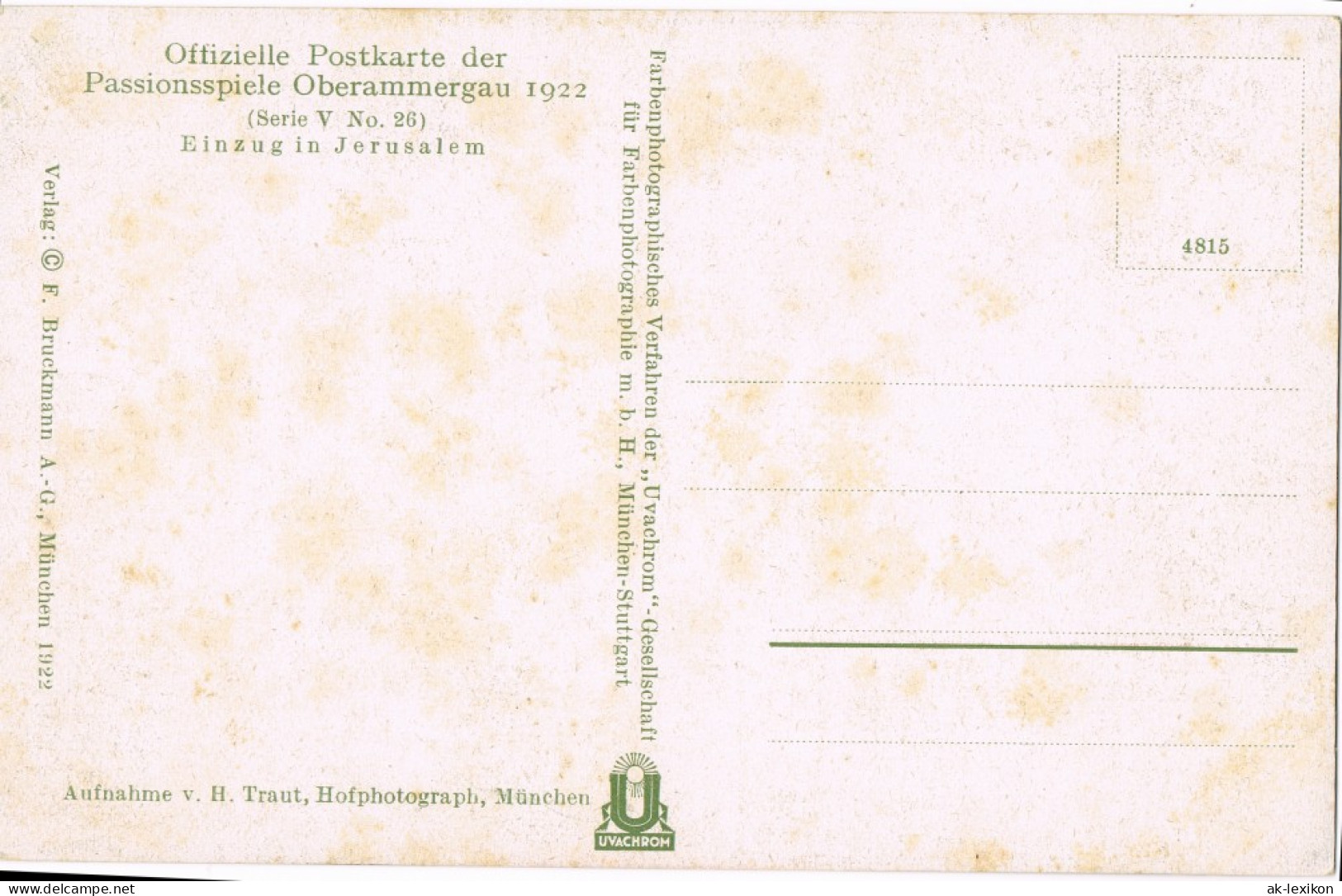 Ansichtskarte Oberammergau Passionsspiele Einzug In Jerusalem 1922 - Oberammergau