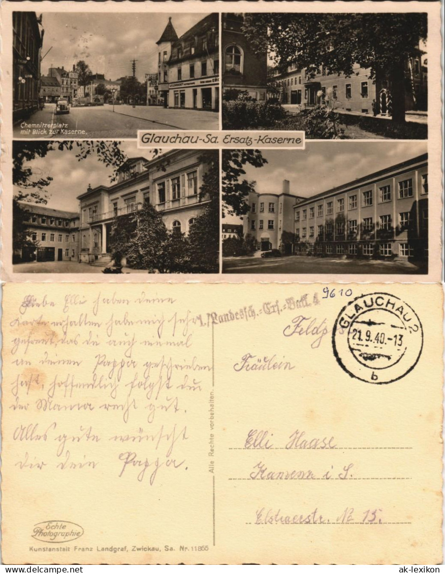 Ansichtskarte Glauchau Ersatz-Kaserne, Chemnitzerplatz 1940 - Glauchau