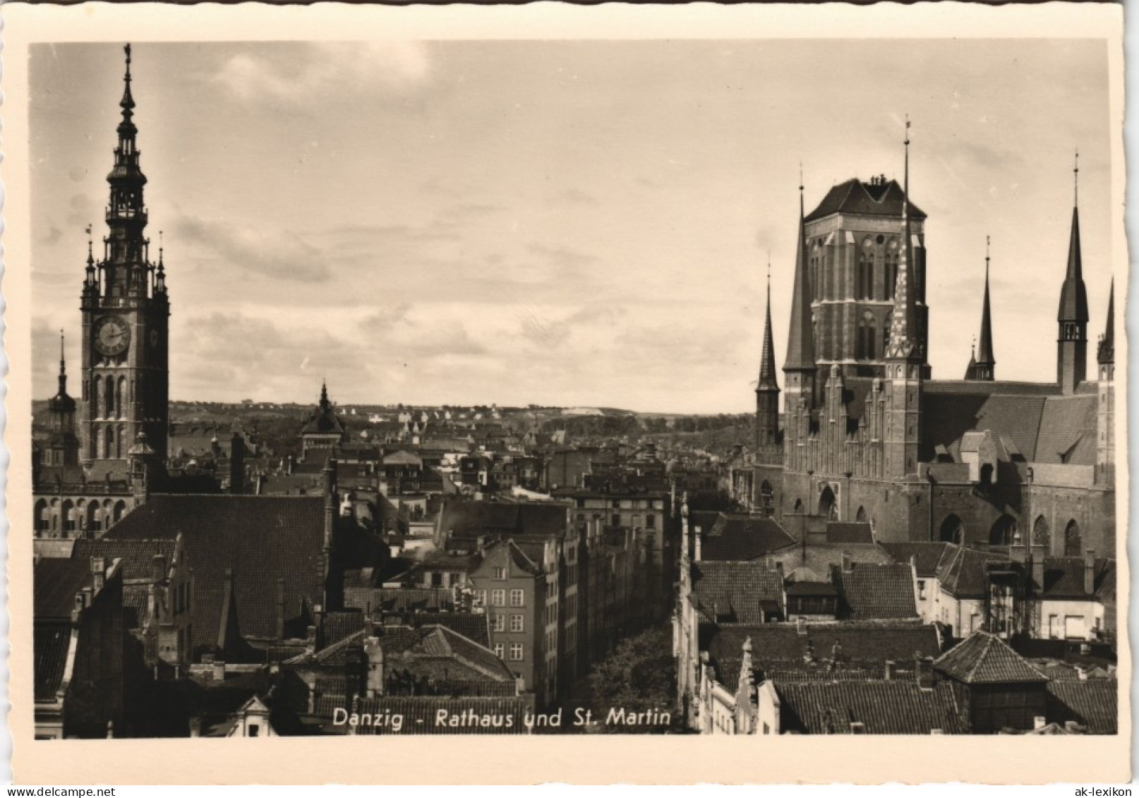 Danzig Gdańsk/Gduńsk Rathaus Und St. Martin Straßenblick Fotokarte 1940 - Danzig