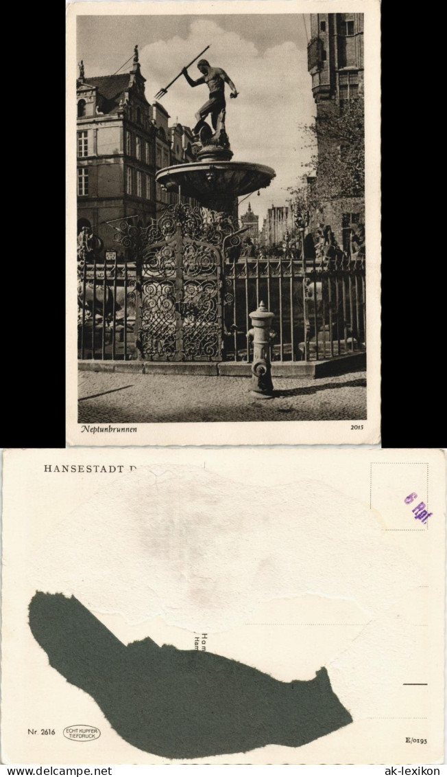 Postcard Danzig Gdańsk/Gduńsk Langermarkt, Neptunbrunnen - Hydrant 1929 - Danzig