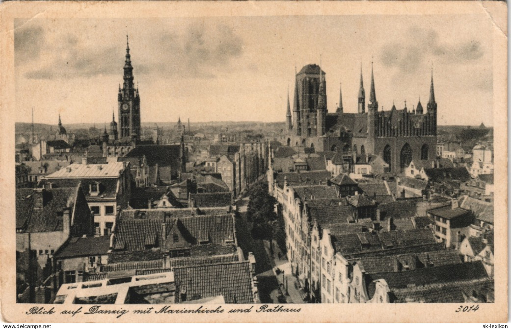 Danzig Gdańsk/Gduńsk Panorama-Ansicht Mit Marien-Kirche U. Rathaus 1940 - Danzig