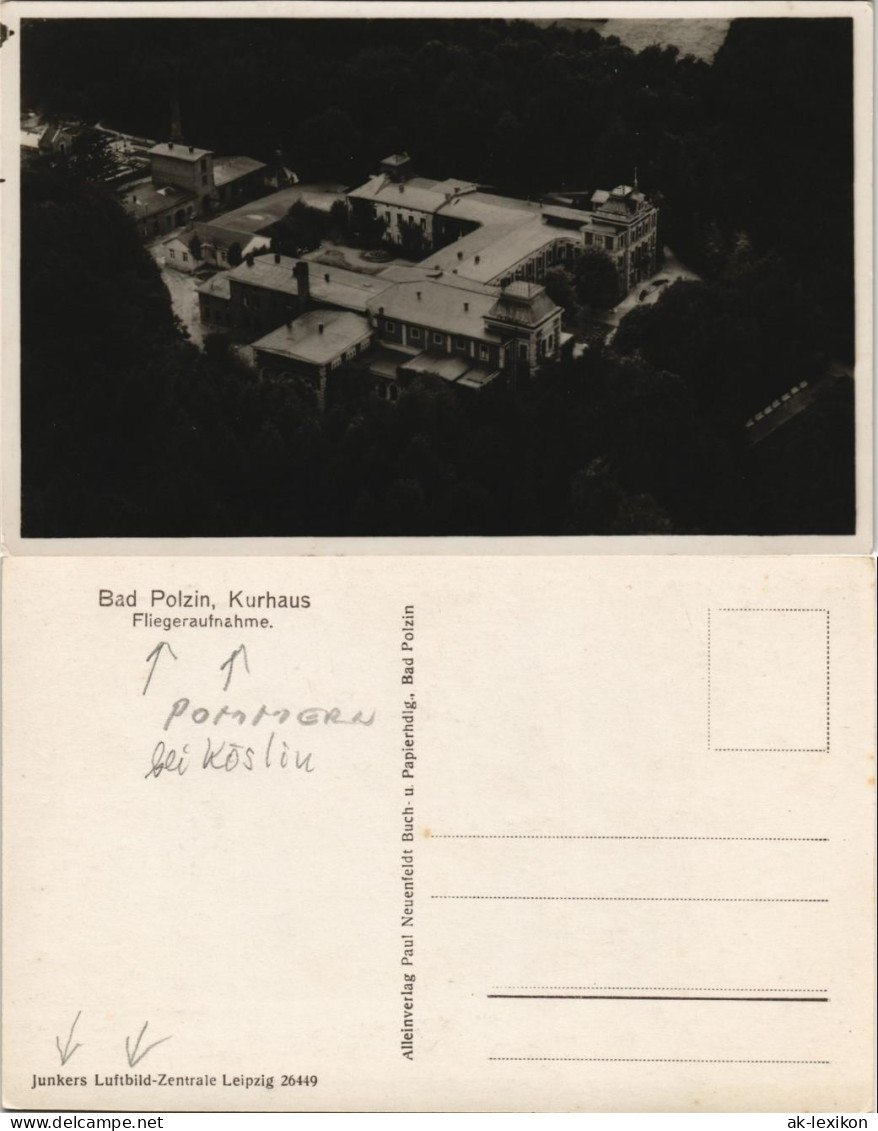 Postcard Bad Polzin Połczyn Zdrój Luftbild Kurhaus 1928 - Pommern