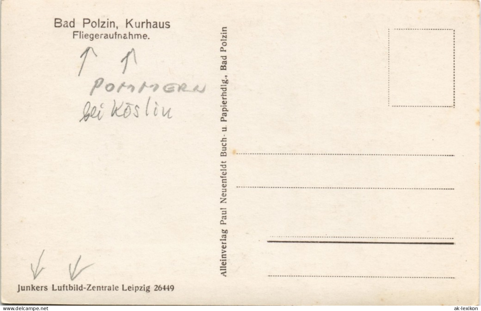 Postcard Bad Polzin Połczyn Zdrój Luftbild Kurhaus 1928 - Pommern