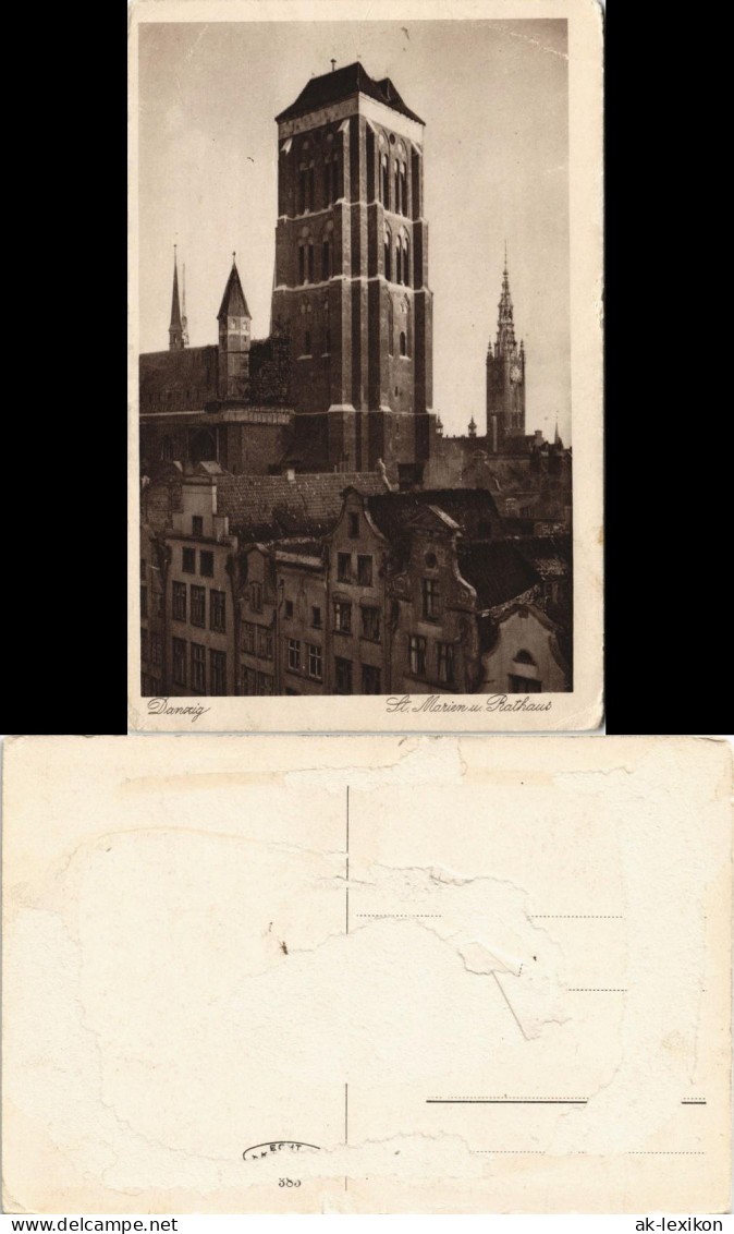Danzig Gdańsk/Gduńsk Blick Auf Marienkirche/Kościół Mariacki Rathaus 1930 - Danzig