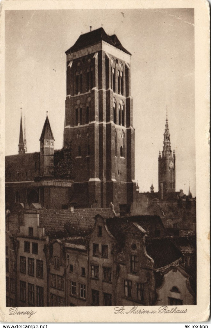 Danzig Gdańsk/Gduńsk Blick Auf Marienkirche/Kościół Mariacki Rathaus 1930 - Danzig