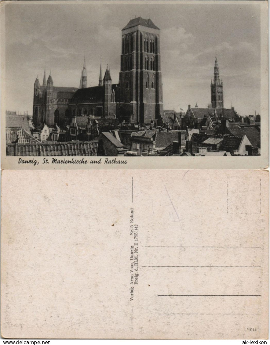 Danzig Gdańsk/Gduńsk Marienkirche/Kościół Mariacki Kirche & Rathaus 1940 - Danzig