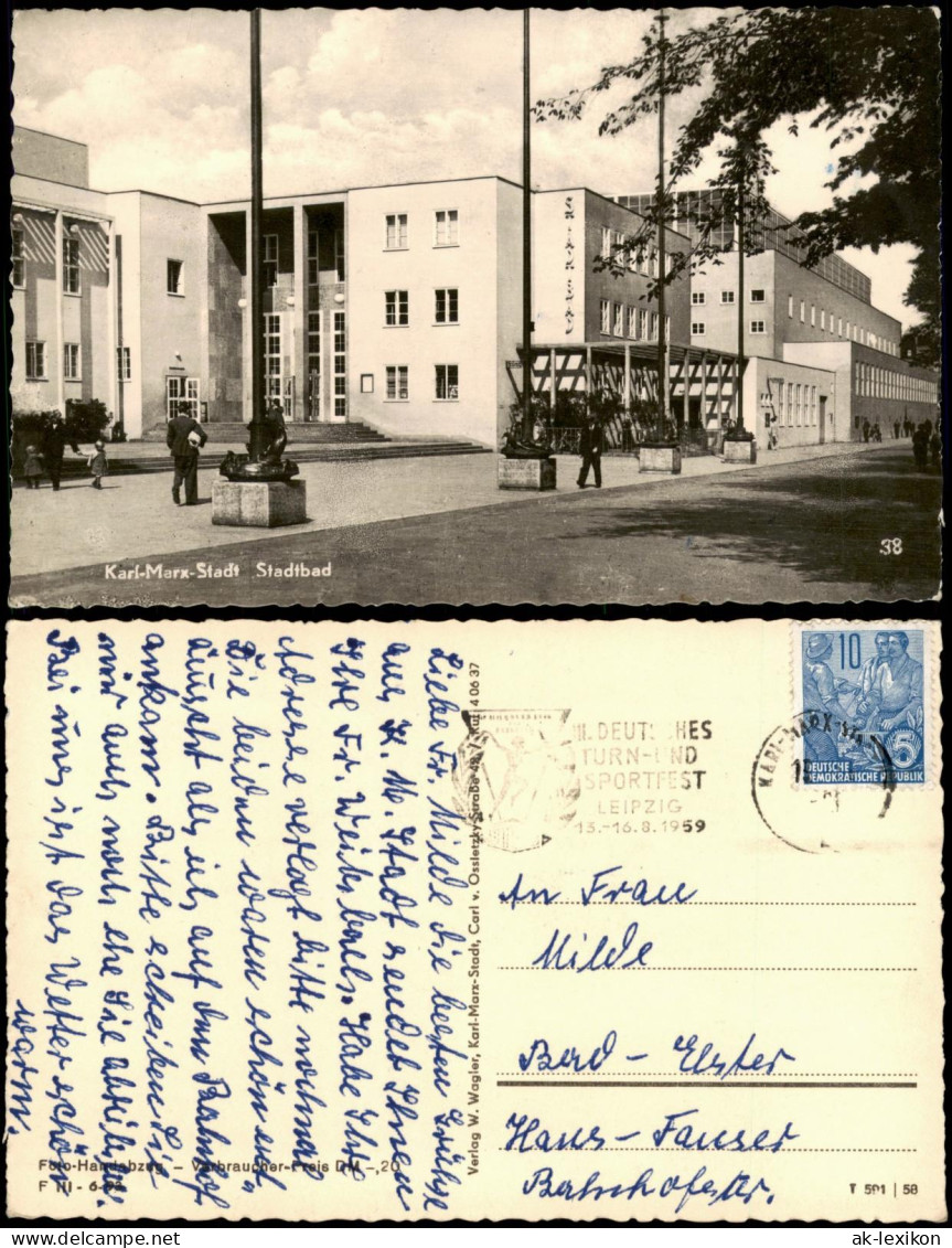 Ansichtskarte Chemnitz Stadtbad 1958 - Chemnitz