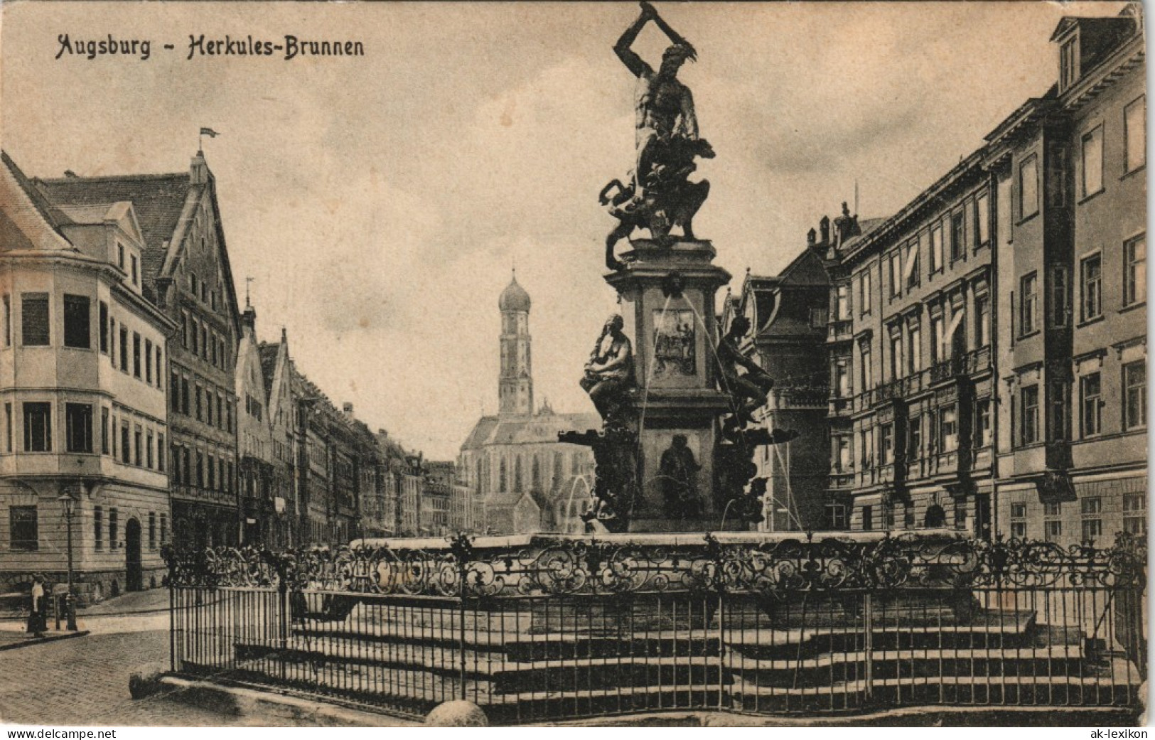 Ansichtskarte Augsburg Strassen Partie Am Herkules-Brunnen 1910 - Augsburg