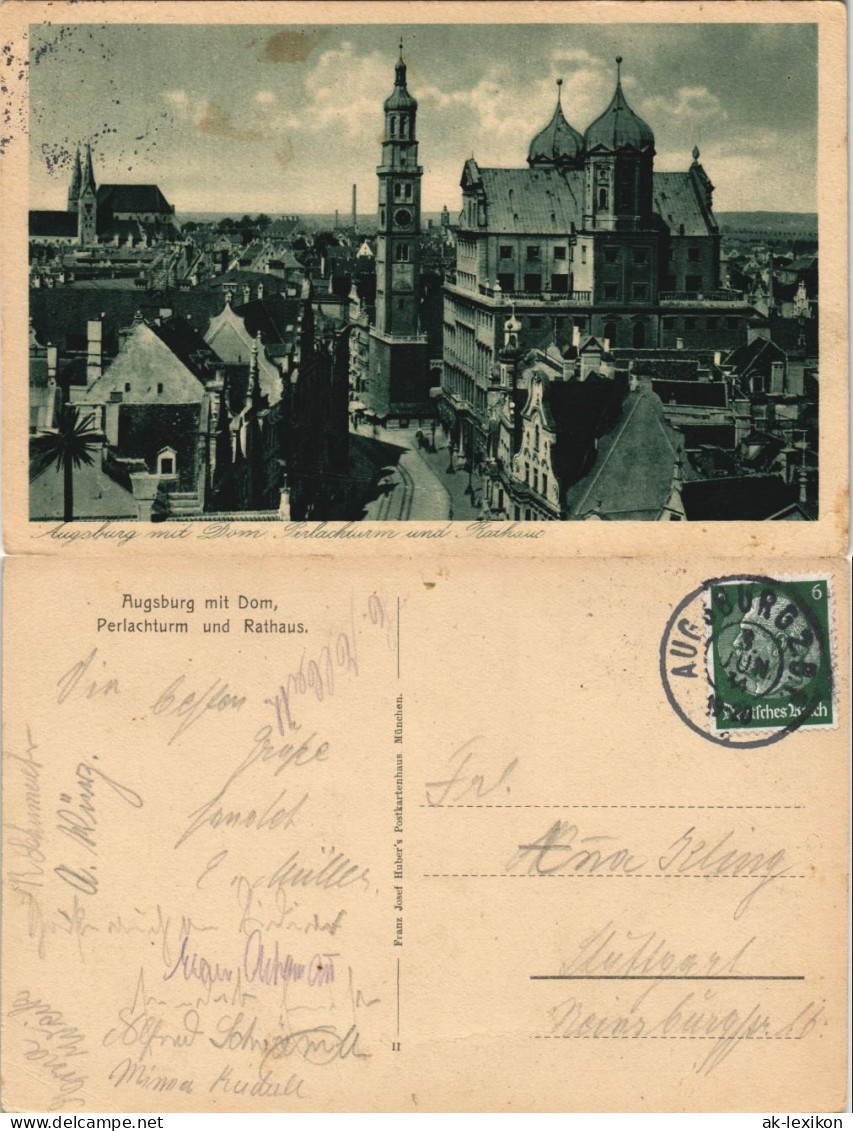 Ansichtskarte Augsburg Panorama-Ansicht Mit Dom, Perlachturm U. Rathaus 1934 - Augsburg