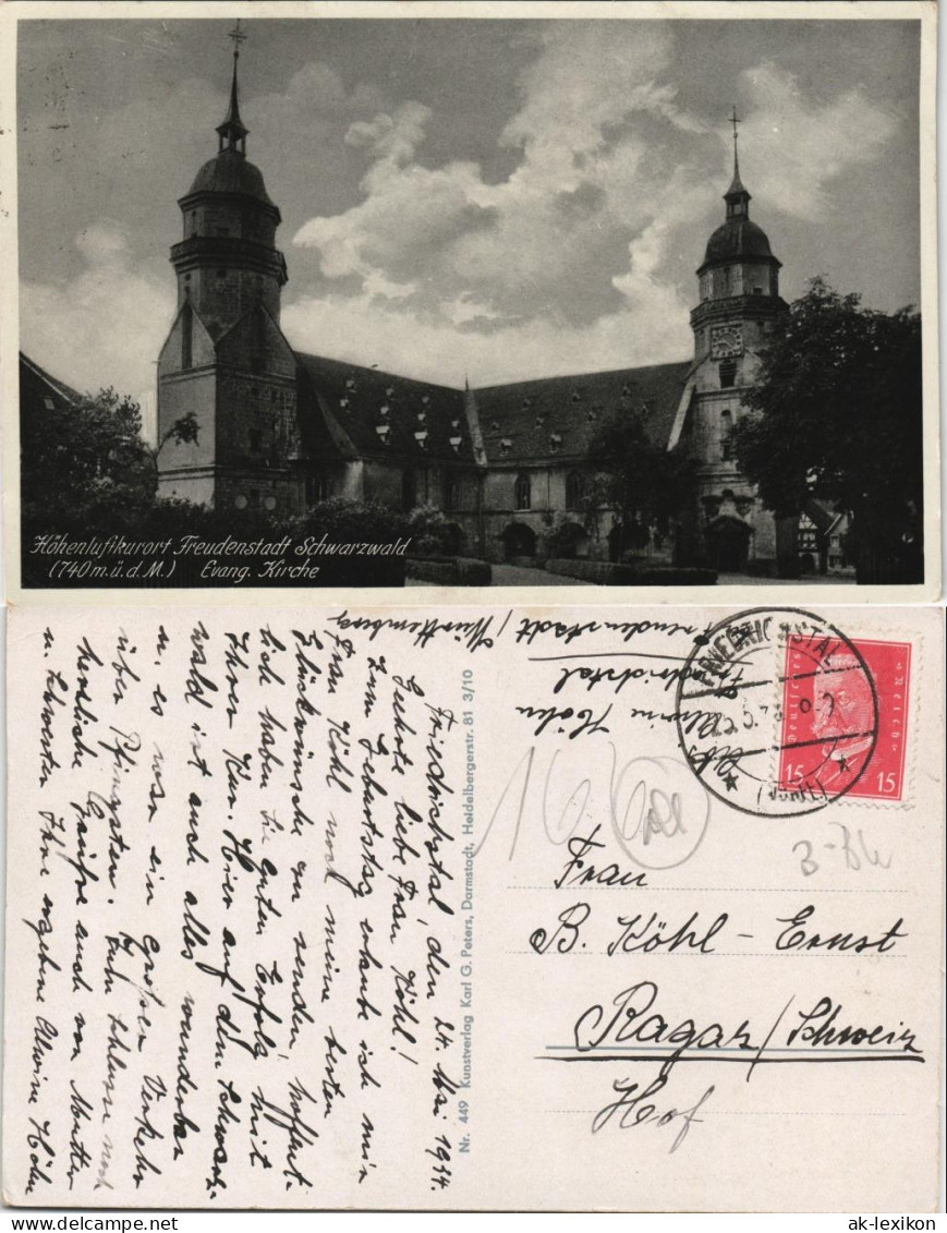 Ansichtskarte Freudenstadt Evangelische Kirche Stadtkirche 1934 - Freudenstadt