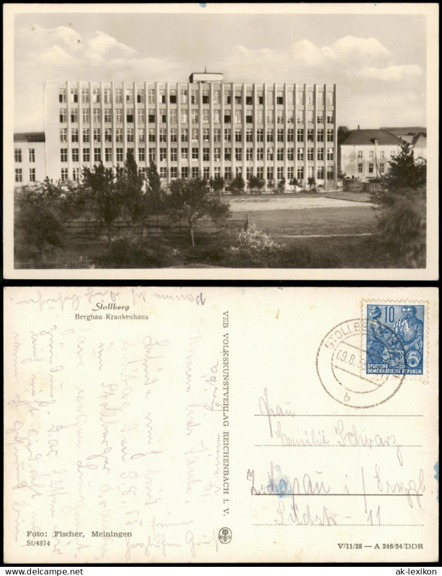 Ansichtskarte Stollberg (Erzgebirge) Bergbau-Krankenhaus 1954 - Stollberg (Erzgeb.)