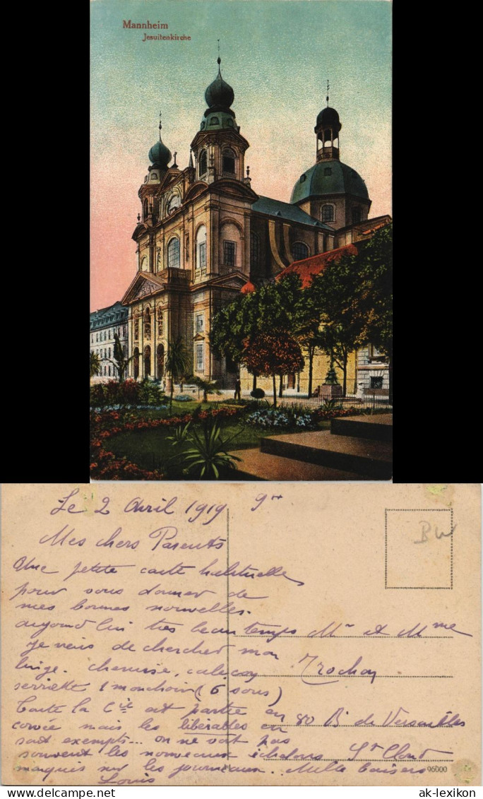 Ansichtskarte Mannheim Jesuitenkirche Kirche Church 1919 - Mannheim