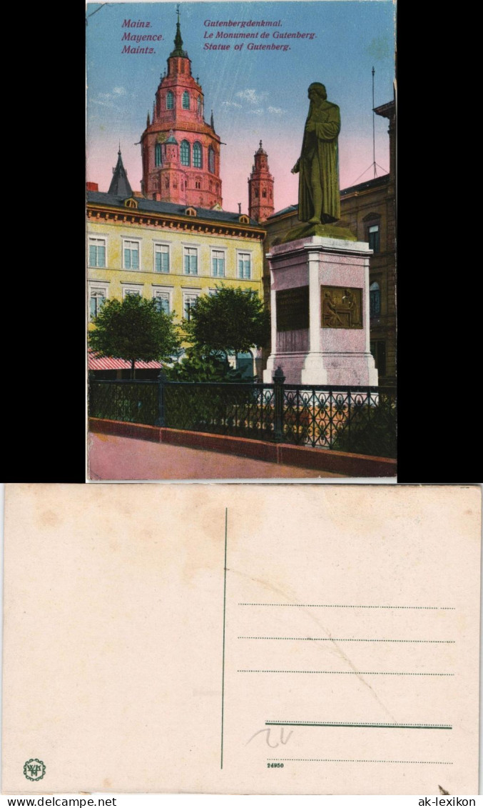 Ansichtskarte Mainz Gutenbergdenkmal Le Monument De Gutenberg 1910 - Mainz