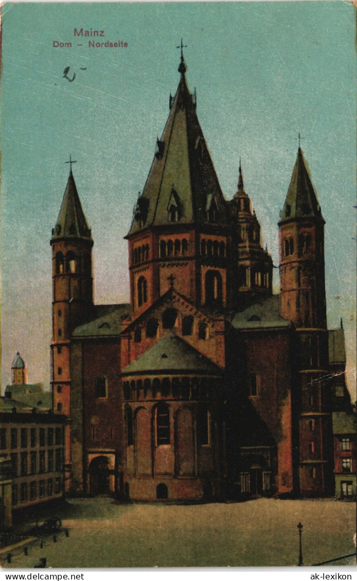 Ansichtskarte Mainz Dom Nordseite Color Außenansicht 1921 - Mainz