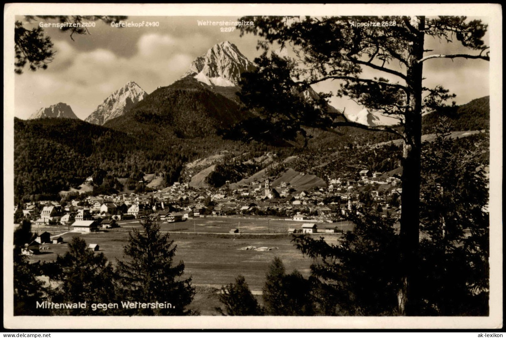 Ansichtskarte Mittenwald Panorama-Ansicht Blick Gegen Wetterstein Berge 1940 - Mittenwald