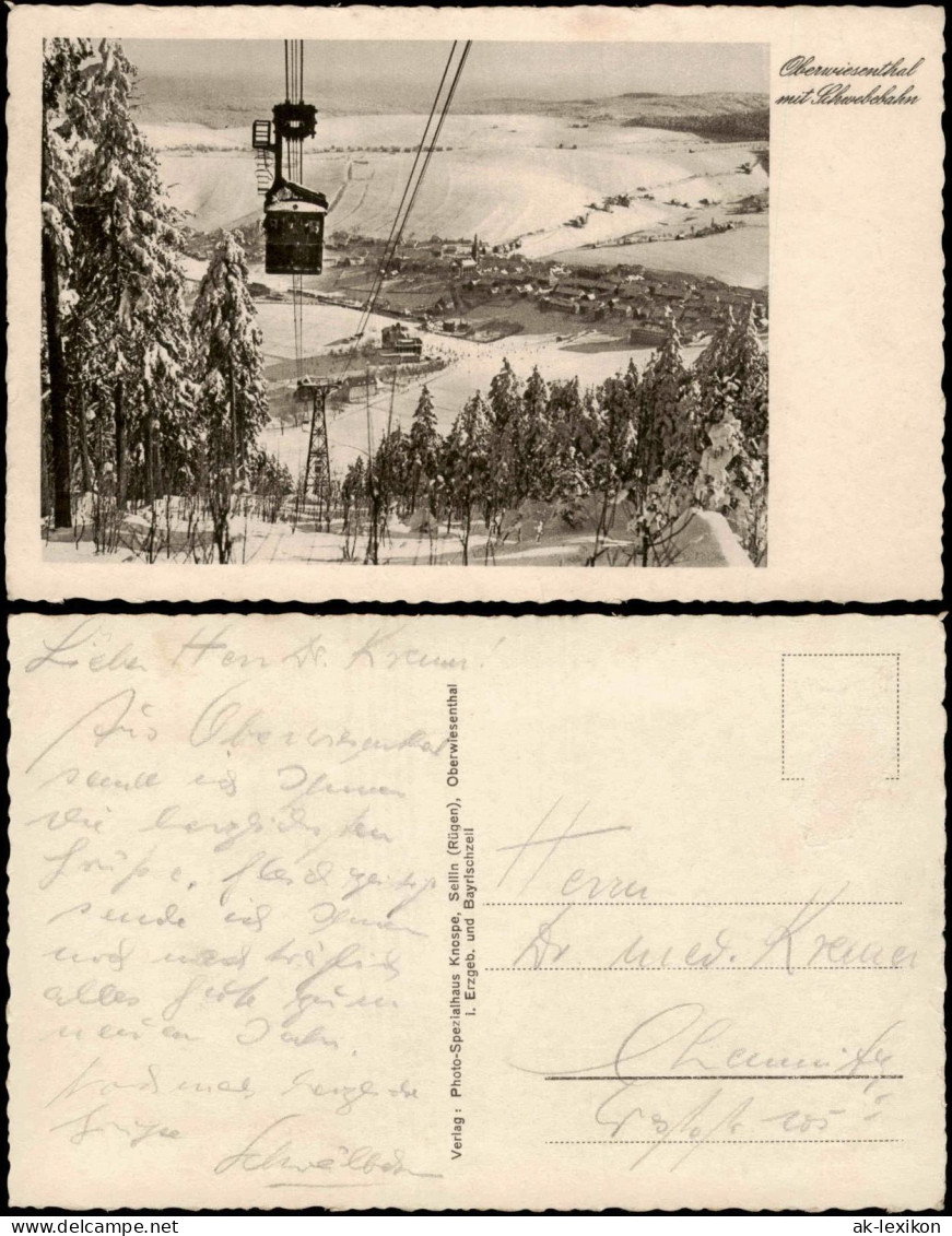 Ansichtskarte Oberwiesenthal Schwebebahn Im Winter 1934 - Oberwiesenthal